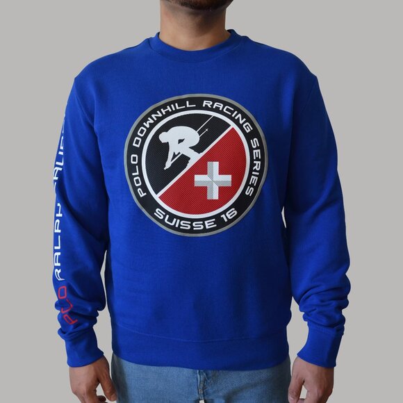 Polo Ralph Lauren Crew Neck Fleece Sweater "Downhill Racing Series Suisse 16" - Picture 1 of 8